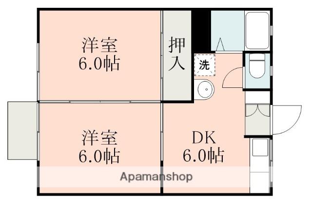 ハイツ羽山(2DK/1階)の間取り写真
