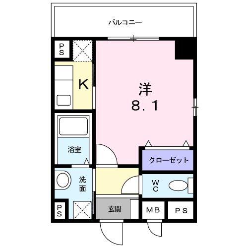 フローリッシュ相模大野(1K/2階)の間取り写真