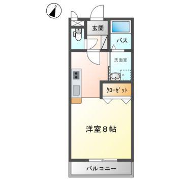 福寿ガーデン新山口(ワンルーム/3階)の間取り写真