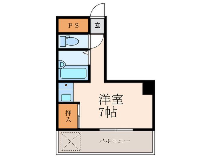 オーク黒住B棟(ワンルーム/2階)の間取り写真