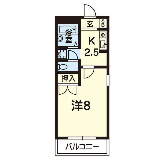スカイコート(1K/2階)の間取り写真