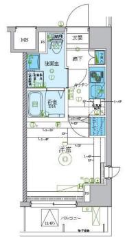 レグゼ梶ケ谷(ワンルーム/6階)の間取り写真