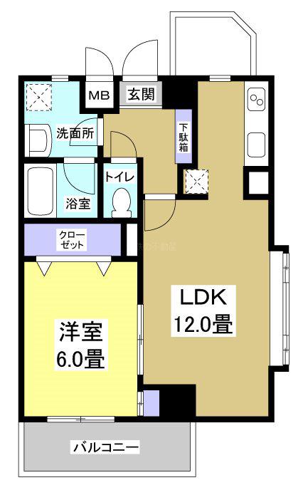 エストメンツ中央(1LDK/2階)の間取り写真