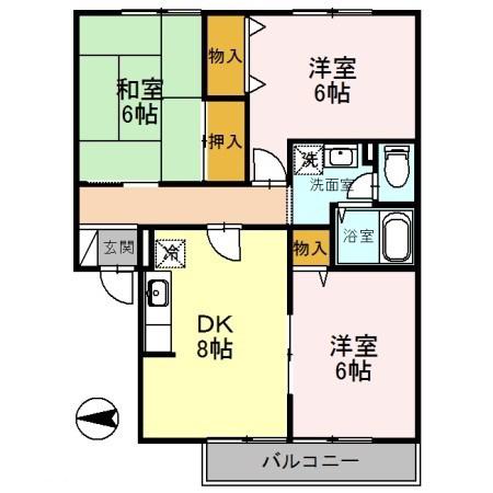 サンハイム西海(3DK/1階)の間取り写真