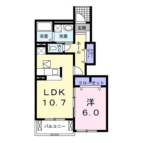マロンエス(1LDK/1階)の間取り写真