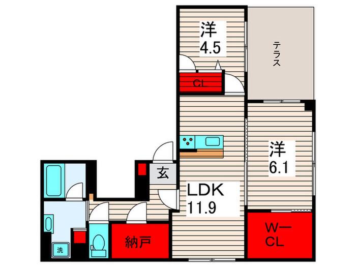 ディアコート西新井(2LDK/1階)の間取り写真