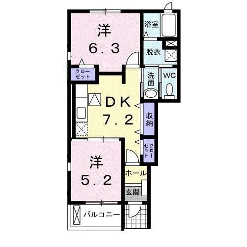 ベルウッド(2DK/1階)の間取り写真