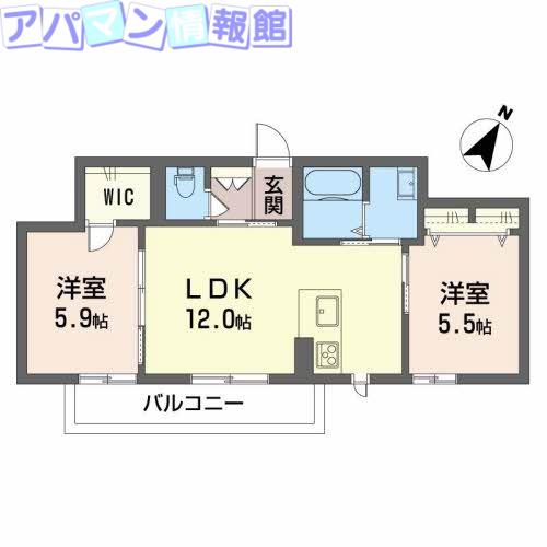 マストタウン上所A棟(2LDK/3階)の間取り写真