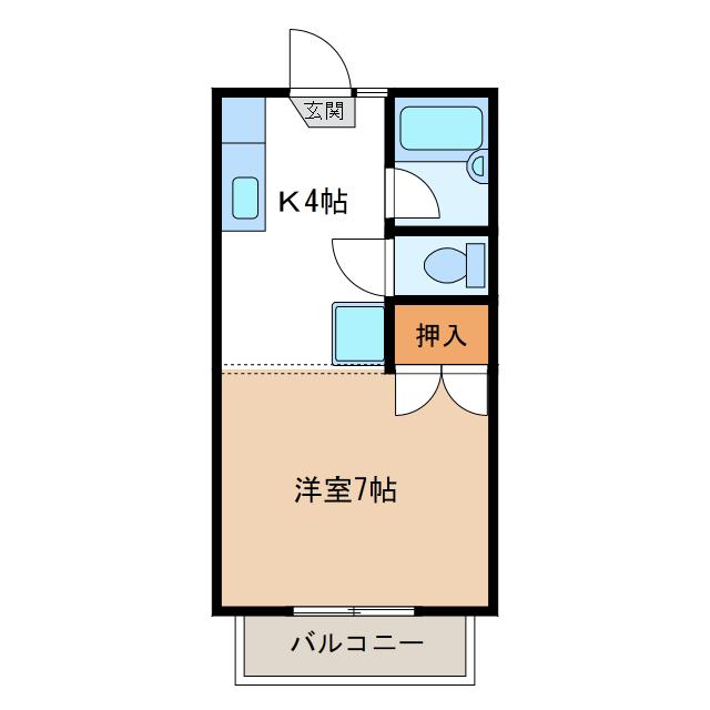 コーポ椿(1K/2階)の間取り写真