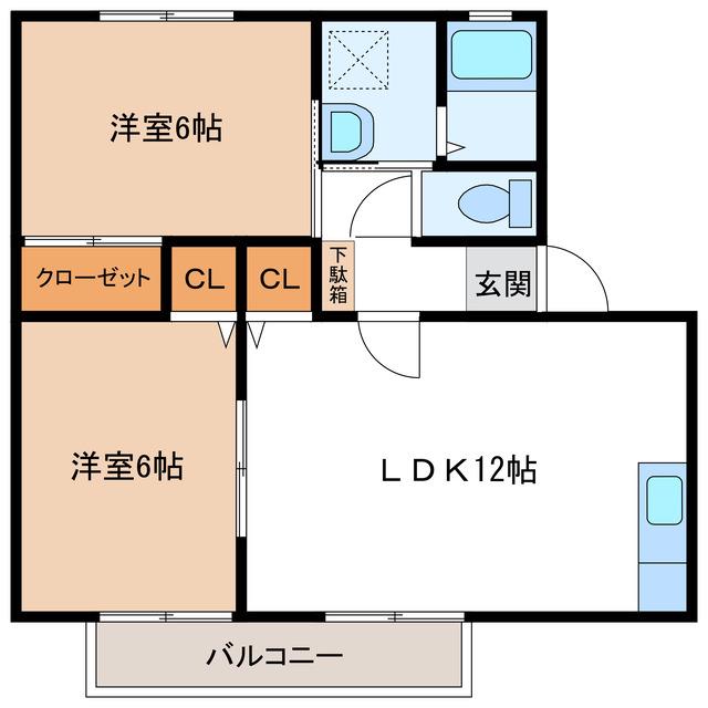 メゾンSAGAYA(2LDK/2階)の間取り写真