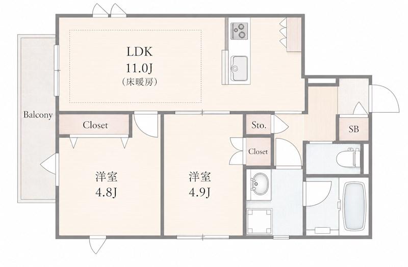 アビテ明大前(2LDK/3階)の間取り写真
