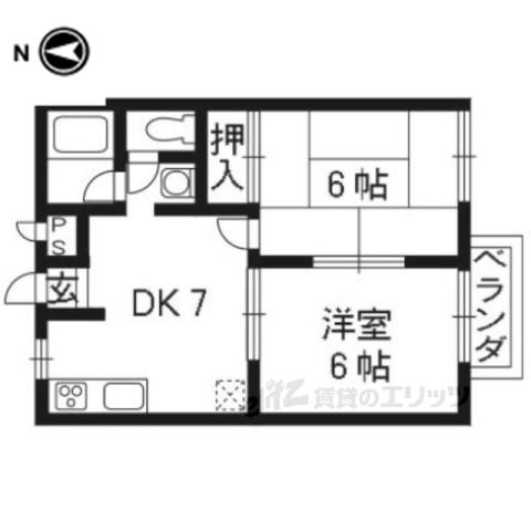 RRハイツA棟(2DK/2階)の間取り写真