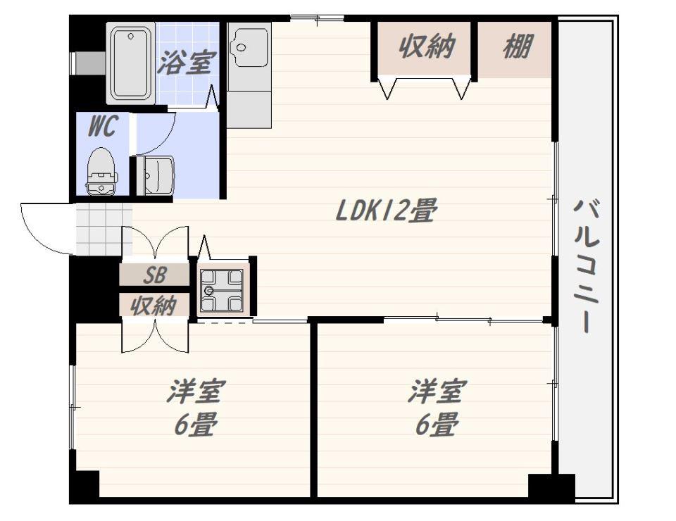 天翔ビル(2LDK/3階)の間取り写真