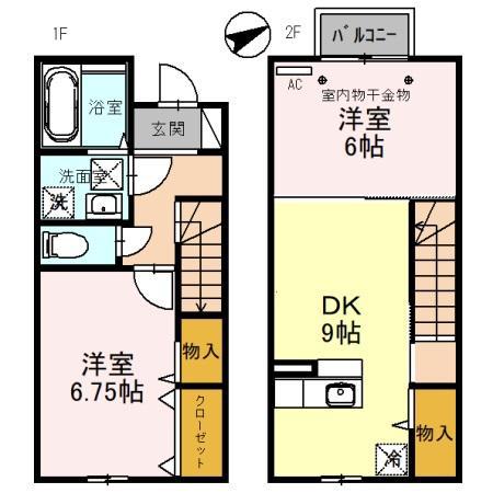 ノエルス(2DK/1階)の間取り写真
