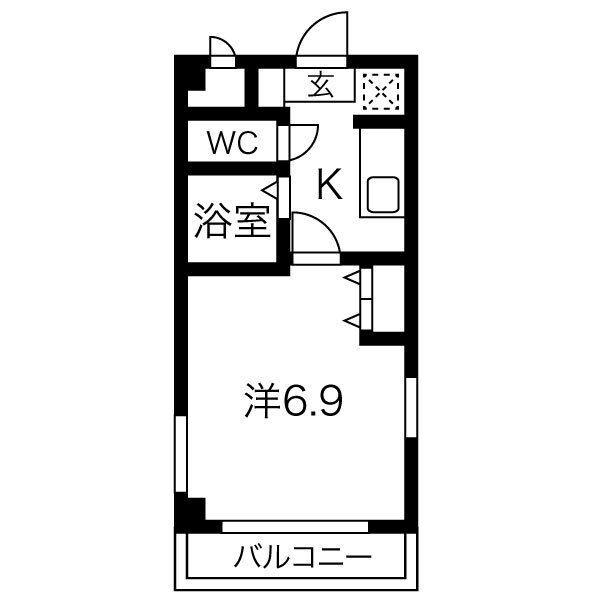 パラドール魚住2(1K/5階)の間取り写真