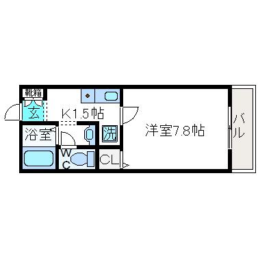 アサコート(1K/2階)の間取り写真