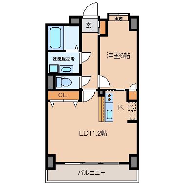 フォーシーズン開成山公園(1LDK/11階)の間取り写真