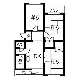 ガーデン上地(3DK/1階)の間取り写真