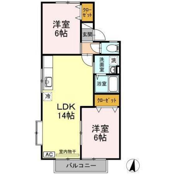 セジュール浅田(2LDK/2階)の間取り写真