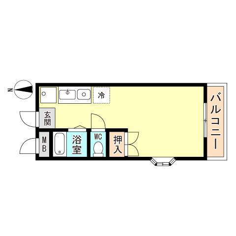 KSハイツ(1K/2階)の間取り写真