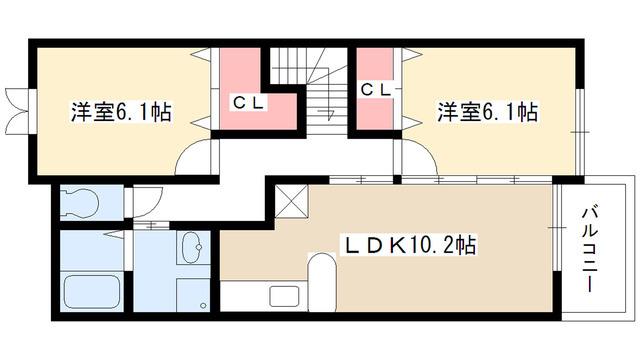 ウエストウッド(2LDK/2階)の間取り写真