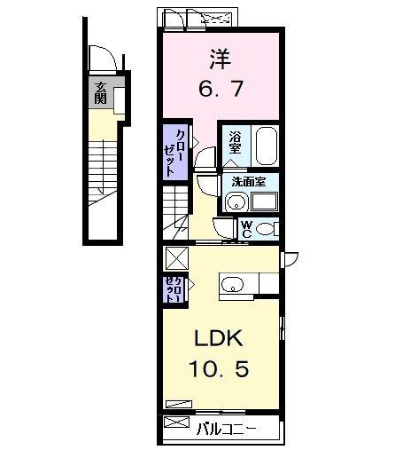 アヴェニュー長良(1LDK/2階)の間取り写真