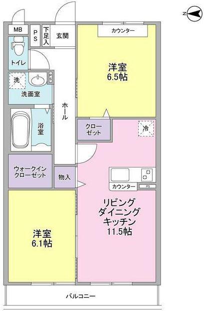 リヴェール青葉台(2LDK/1階)の間取り写真