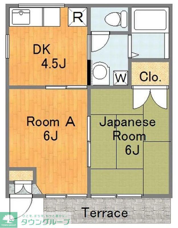 ハイツジェイドB(2DK/1階)の間取り写真