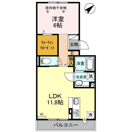 ロイジェントパークスレイクタウンIIIH(1LDK/2階)の間取り写真