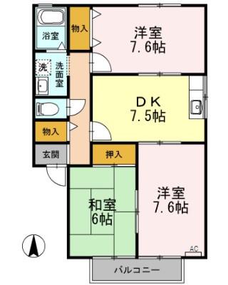 ハイムKM(3DK/2階)の間取り写真
