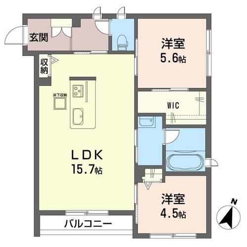 トレーフル(2LDK/1階)の間取り写真