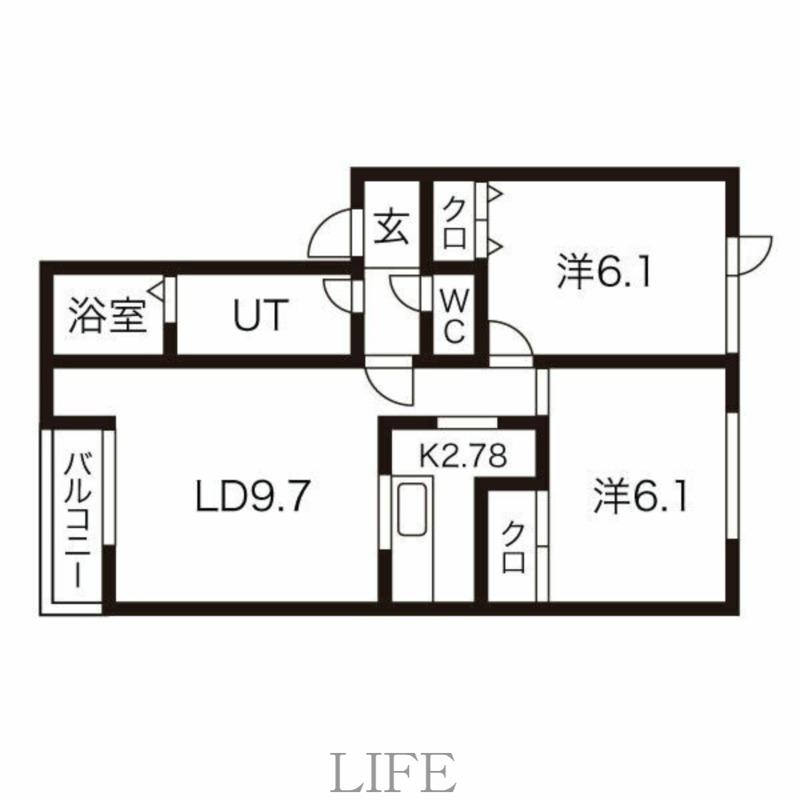 ユーフォリアB(2LDK/2階)の間取り写真