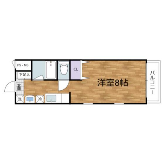 ゼフィルI(ワンルーム/1階)の間取り写真