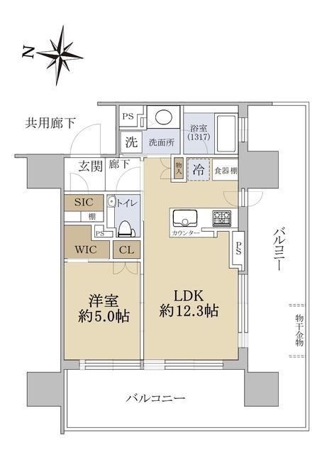 シティタワー札幌ザ・レジデンス(1LDK/10階)の間取り写真