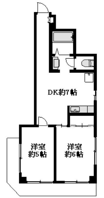 柿生ヌマタビル(2DK/2階)の間取り写真