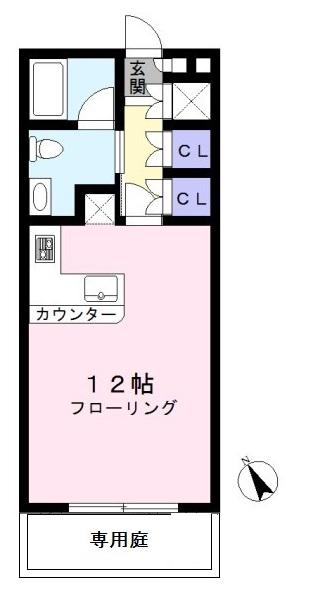 ハウスピア(ワンルーム/1階)の間取り写真