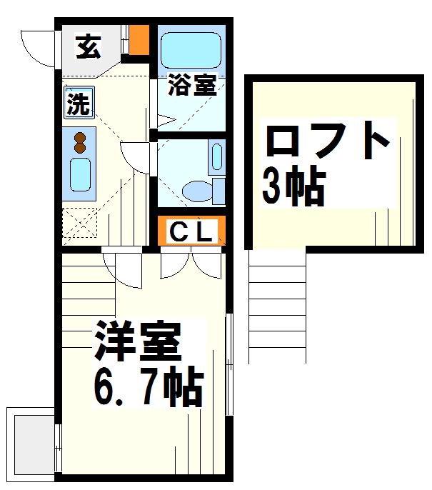 キャッスルつつじヶ丘(1K/1階)の間取り写真