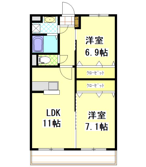 ユーミー老松(3LDK/1階)の間取り写真