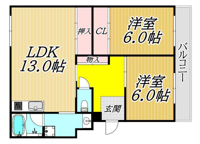 サン・クレスト別当(2LDK/2階)の間取り写真
