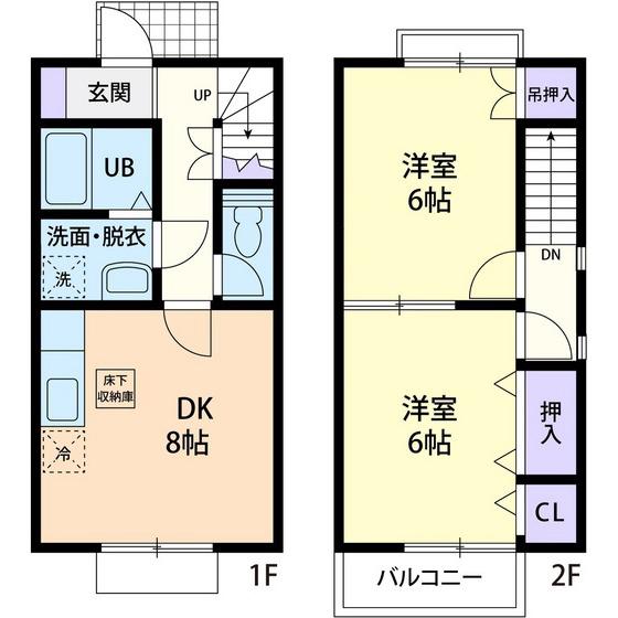 プラムヒルA(2DK/1階)の間取り写真