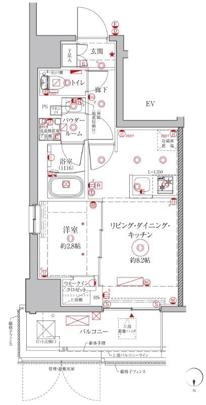 クレイシアアイズ鶴見(1LDK/10階)の間取り写真