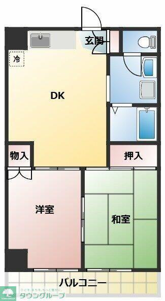 浅野コーポ(2DK/2階)の間取り写真