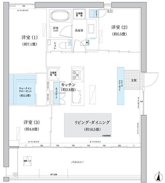 ガーデニエール砧 ウエスト(3LDK/8階)の間取り写真