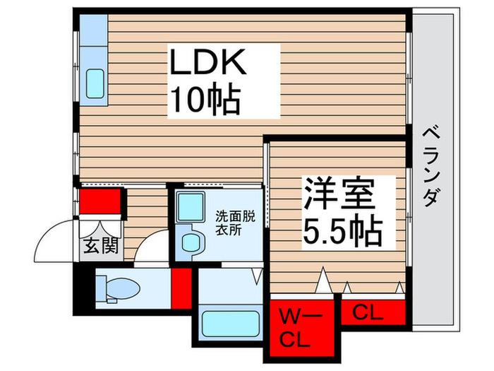 関コーポ(1LDK/4階)の間取り写真