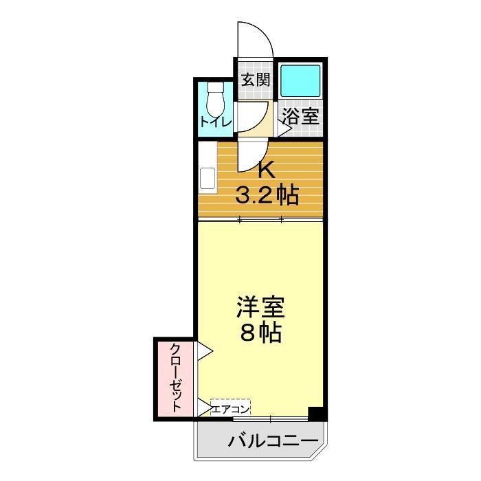 ウェルス稗田B(1K/2階)の間取り写真