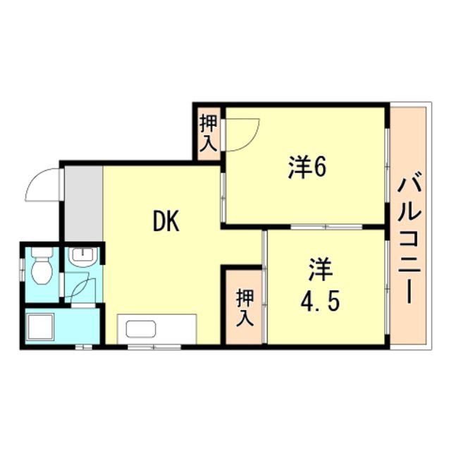 カナヤマンション三信(2DK/3階)の間取り写真