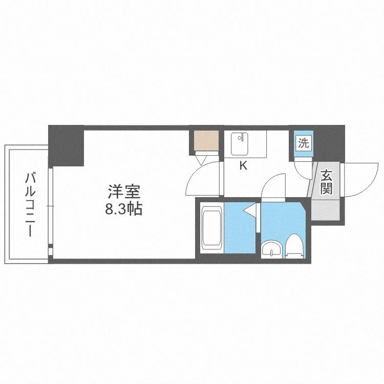レジュールアッシュ難波MINAMI-III(1K/6階)の間取り写真