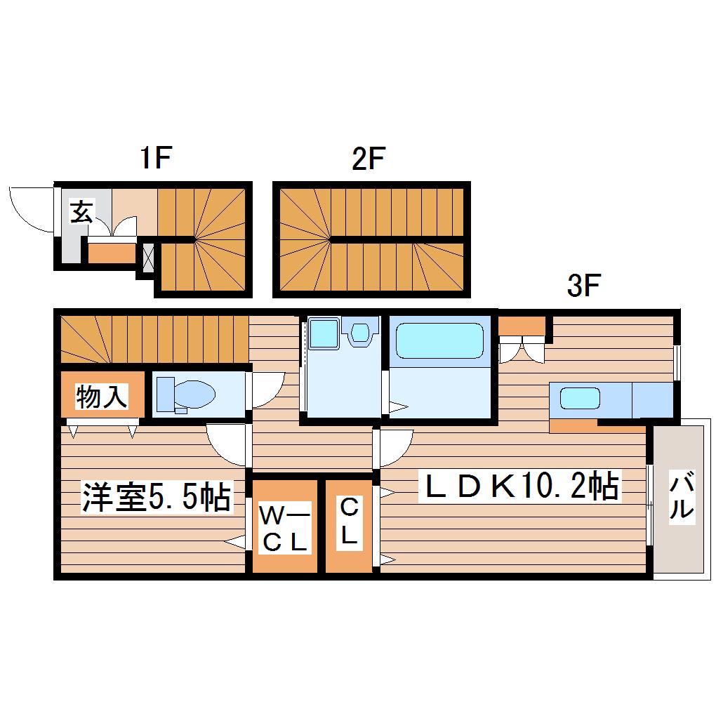 LA VIE BELLII(1LDK/3階)の間取り写真