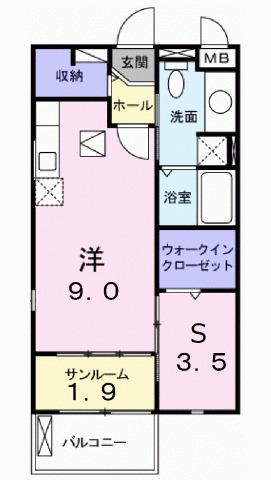 グラン・ブルー(ワンルーム/1階)の間取り写真