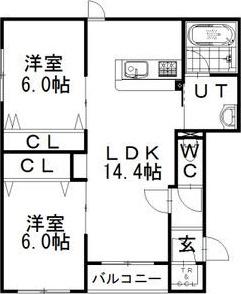 ネオストリームII(2LDK/2階)の間取り写真